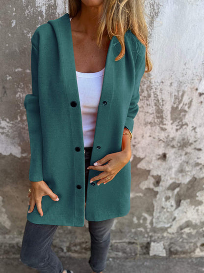 Adriana - Vest met knopen en capuchon