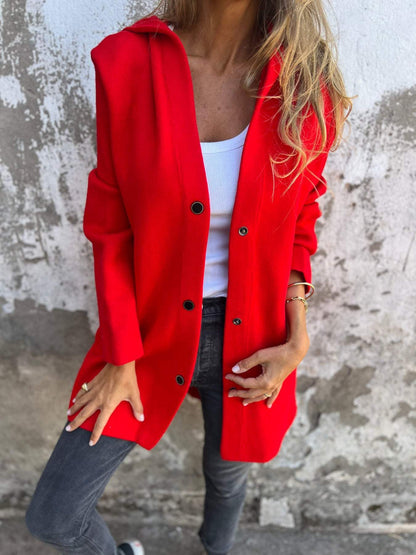 Adriana - Vest met knopen en capuchon